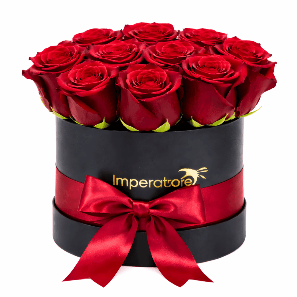 Box nero con rose rosse